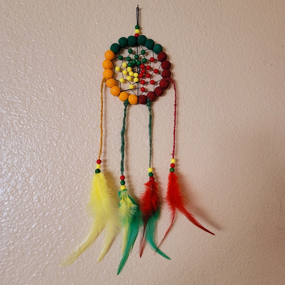 🪶 Handmade Yaqui Dreamcatcher Red, Yellow, Green, Indigenous Art 🪶 NEW